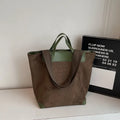 Suede simple shoulder bag for women, urban style, 38x17x35cm, available in four colours, sandwich pocket