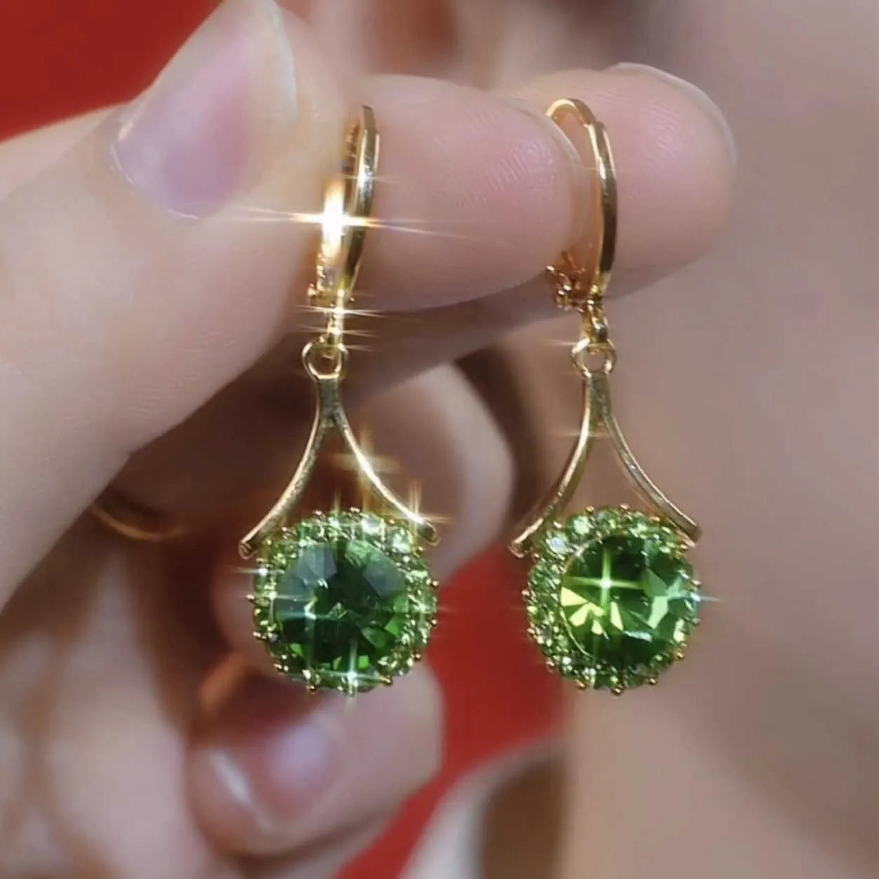 Geometric alloy rhinestone earrings in round ring design for women fashion OL style