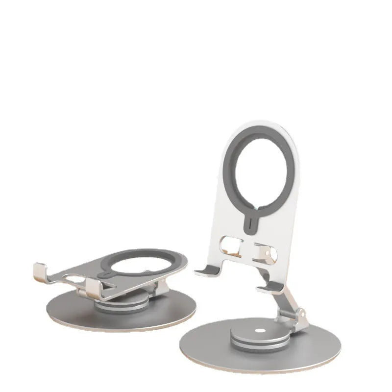 Desktop adjustable rotary magnetic adhesive stand for mobile phone and tablet in silver