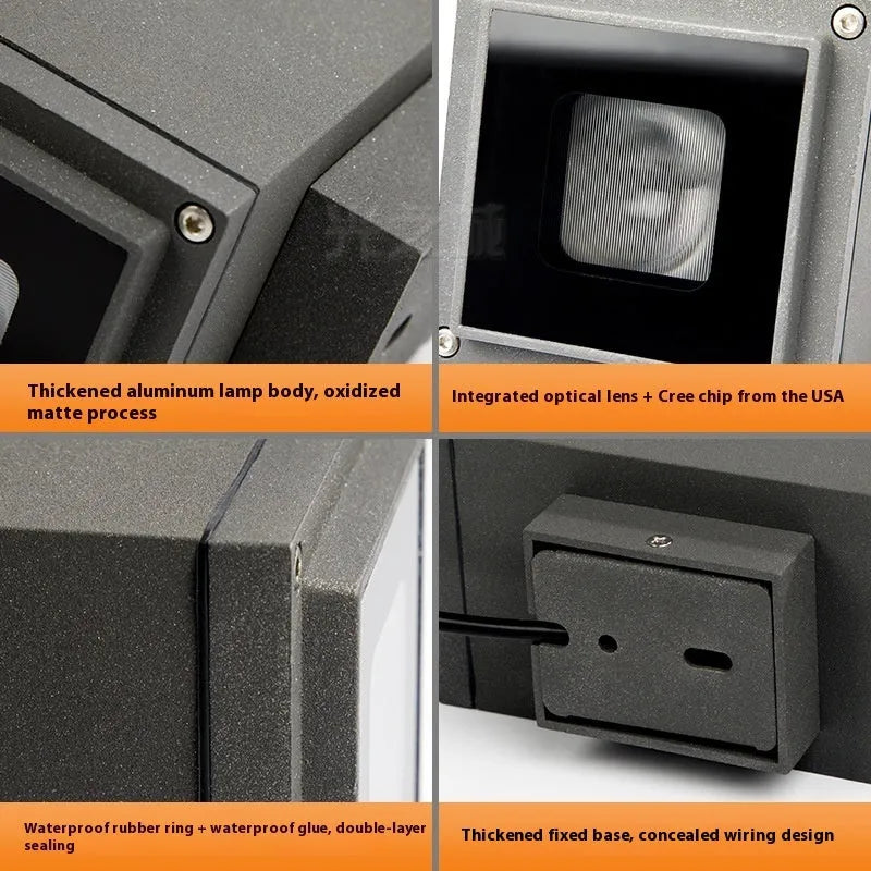 Double head outdoor wall lamp IP65 aluminium alloy 192x96x122mm 3000K exterior facade lighting