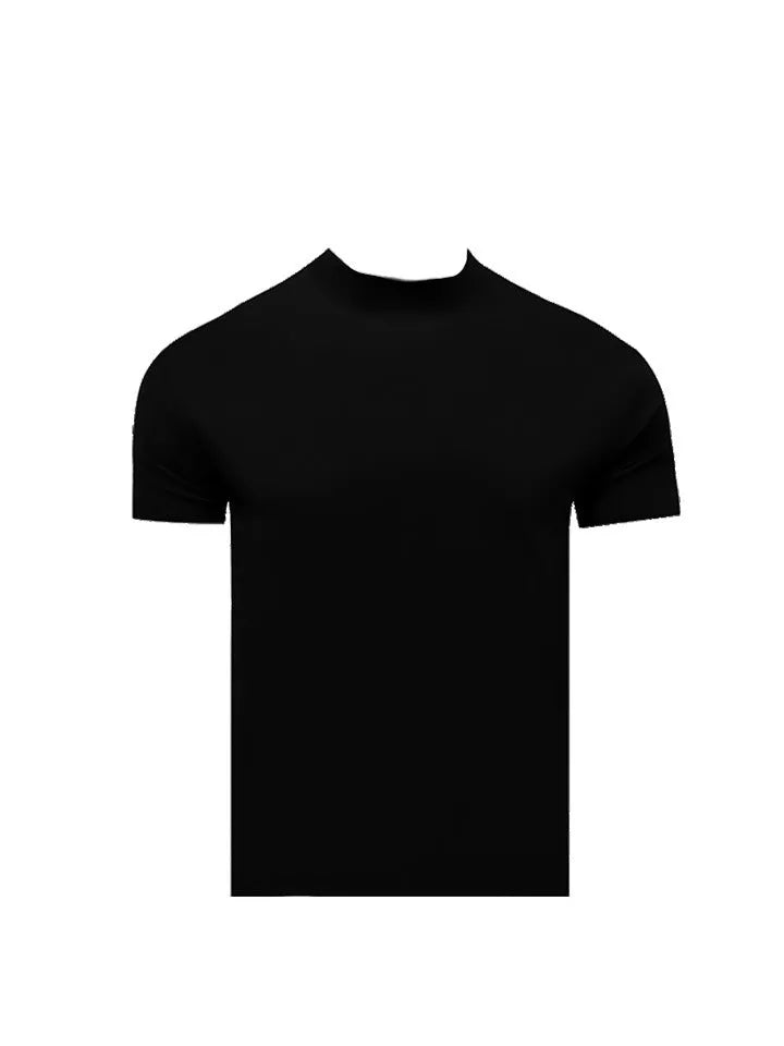 Men's cotton short sleeve pullover shirt in loose fit with drop-shoulder sleeves