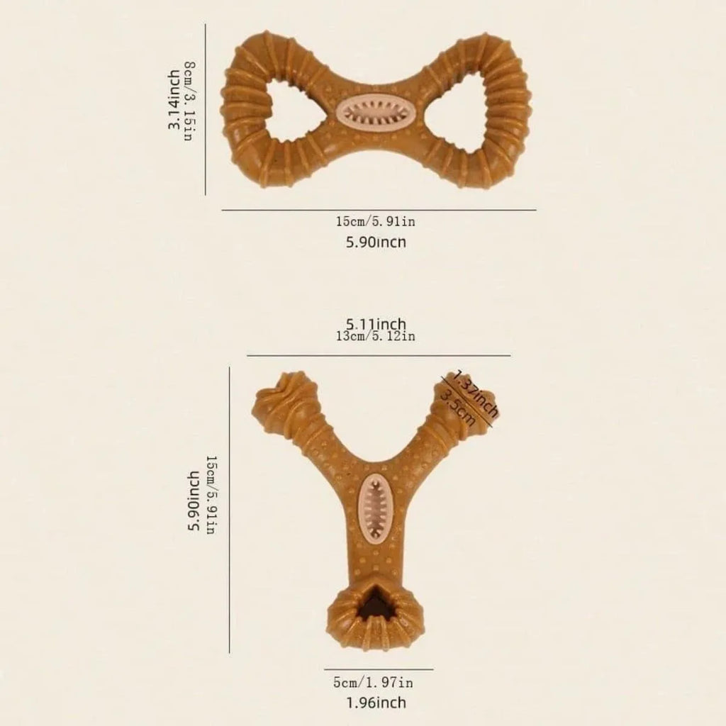 Durable dog chew toy for teeth cleaning in 8-shape and Y-shape designs