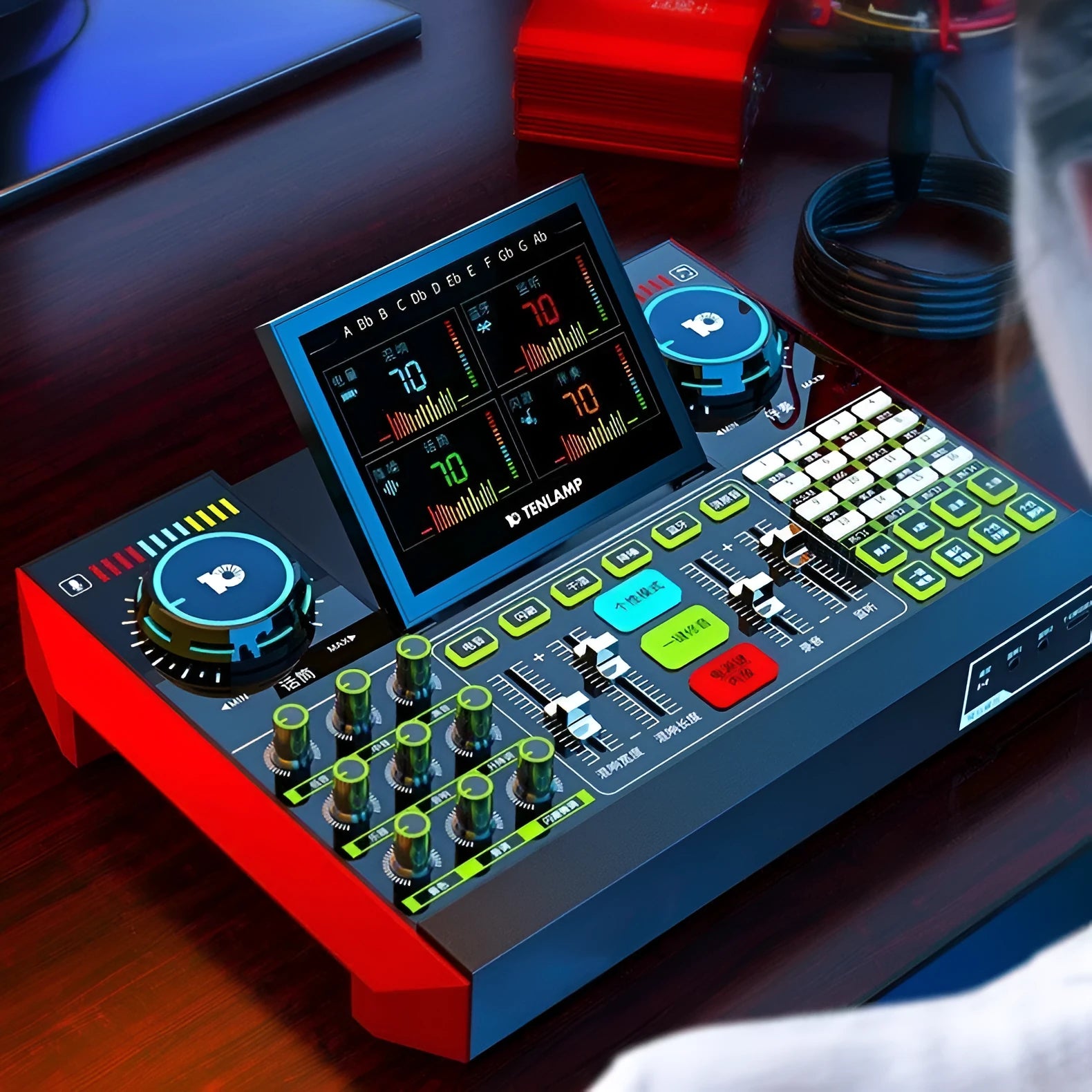 Black G10 computer karaoke sound card with 5.1 channels and Bluetooth 5.0