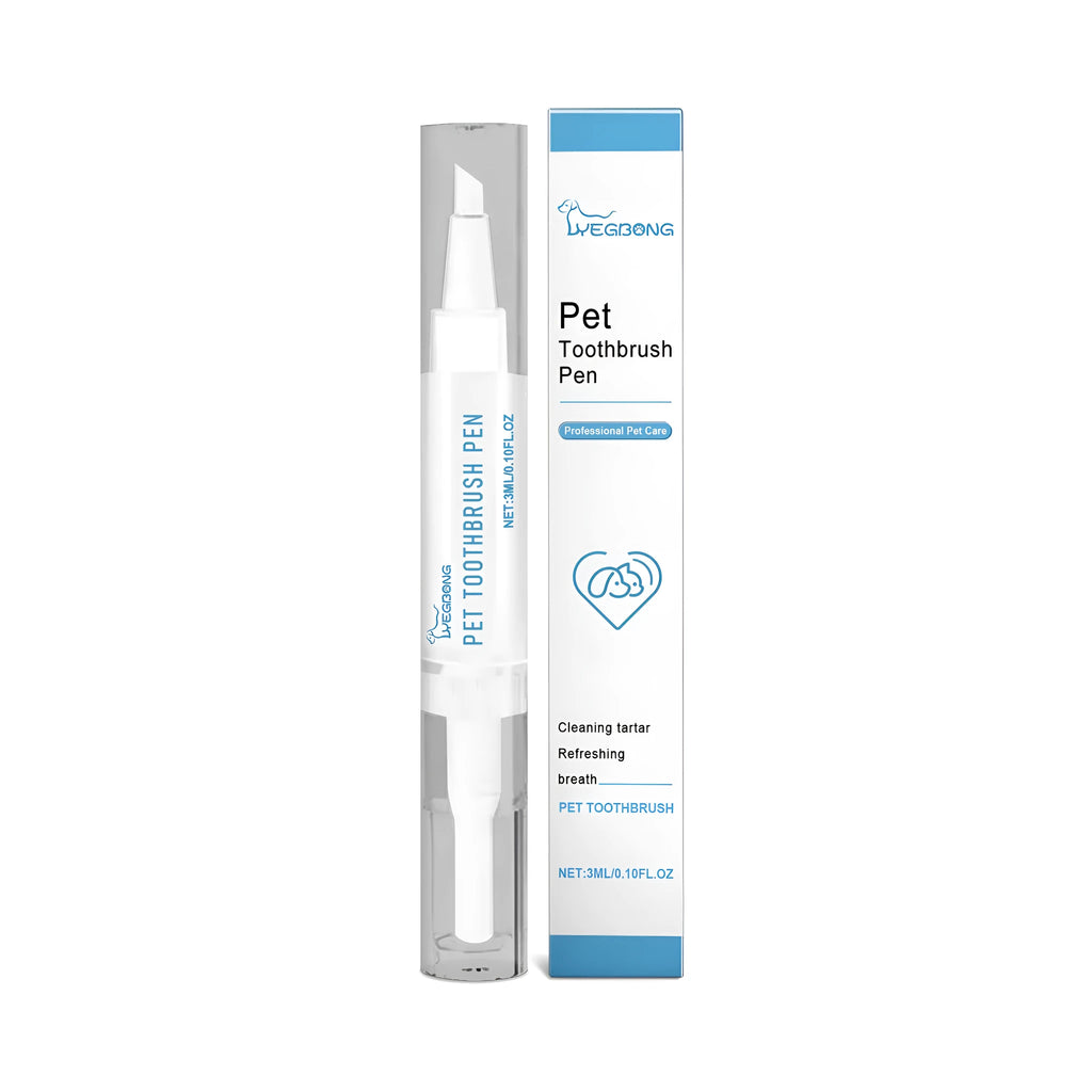 Pet teeth cleaning brush with 12.5cm handle and 3ml integrated capacity for dog and cat dental care