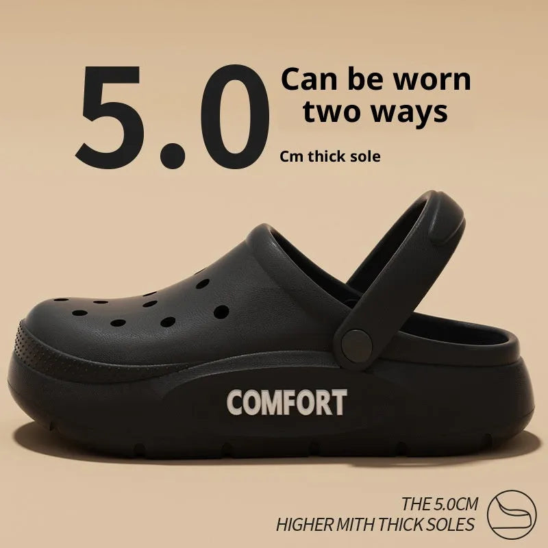 Men's perforated EVA casual shoes in four solid colours with cushioned sole and closed toe