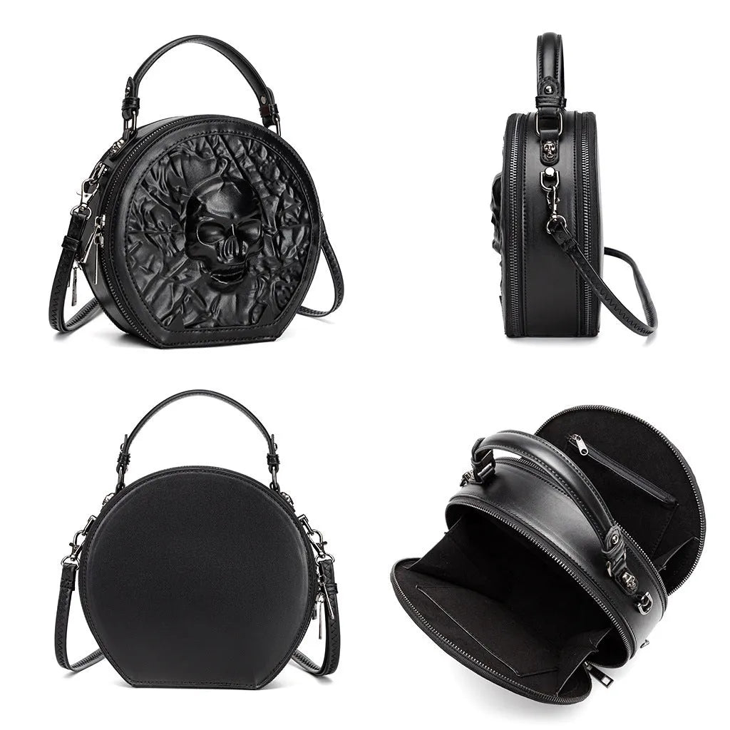Halloween messenger crossbody bag with 3D embossed pocket in PU leather available in six colours