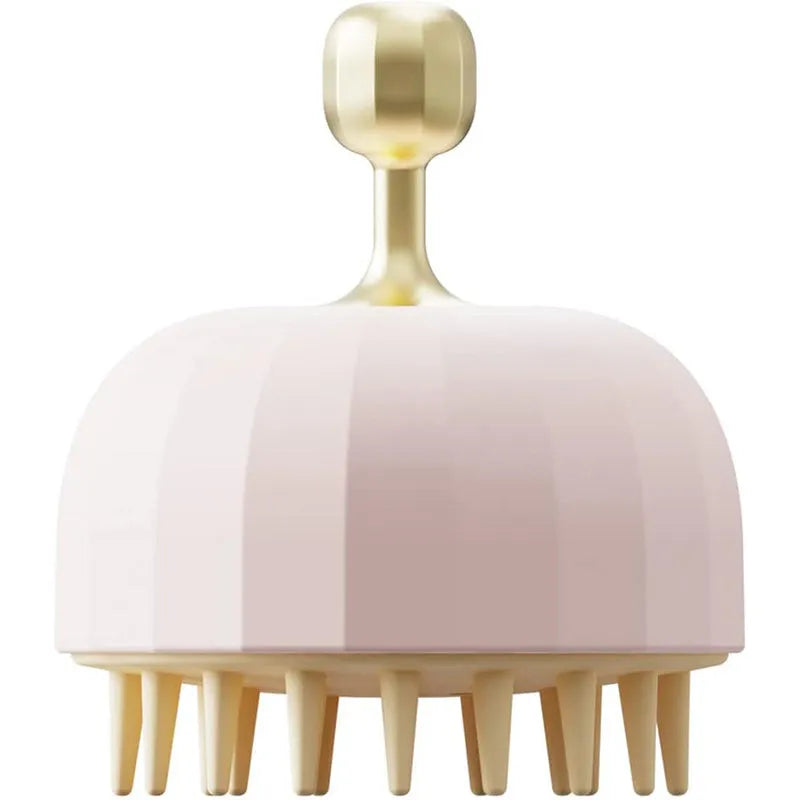Green double-sided silicone pet bath massage brush with drain holes on a white background.
