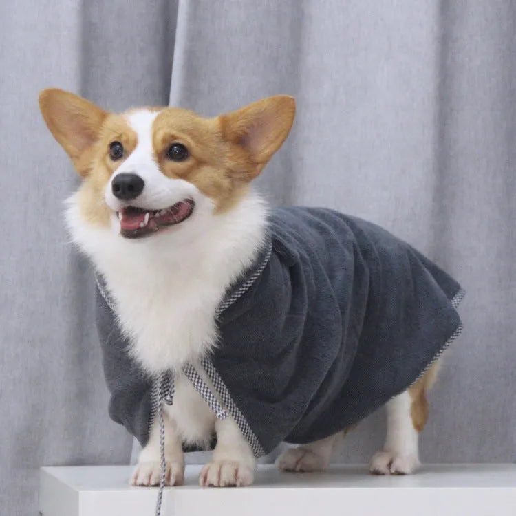 Grey and green ultra fine fibre pet towels in small, medium, and large sizes for dogs and cats.