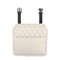 Leather car interior hanging storage bag in black colour showing door pocket mounting