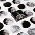 Black moon phase and calendar planet sticker set with 45 pieces for planner decoration.