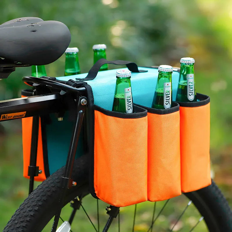 Black and orange blue bicycle drink storage bag with 2-litre capacity and double-sided anti-scratch design.