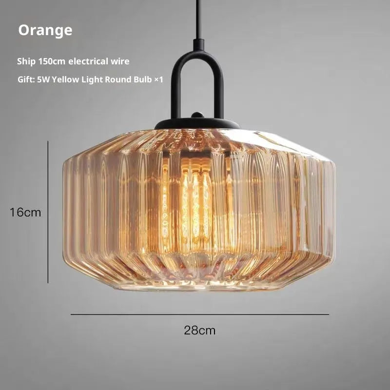Modern simplicity stained glass chandelier with amber warm light, 220V ceiling fixture