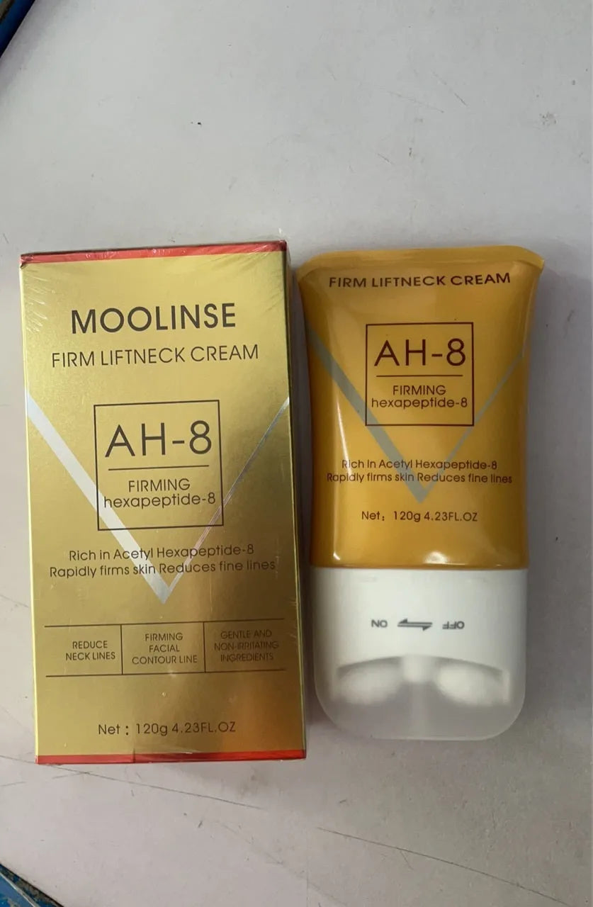 Neck cream tube with integrated roller massage applicator for dry skin hydration
