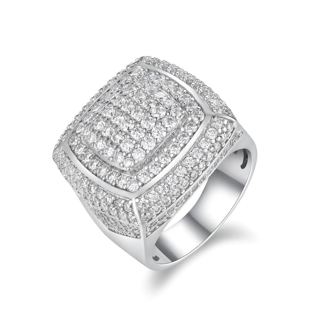 Men's S925 silver platinum-plated moissanite wedding ring with 0.1 carat stone in gift box