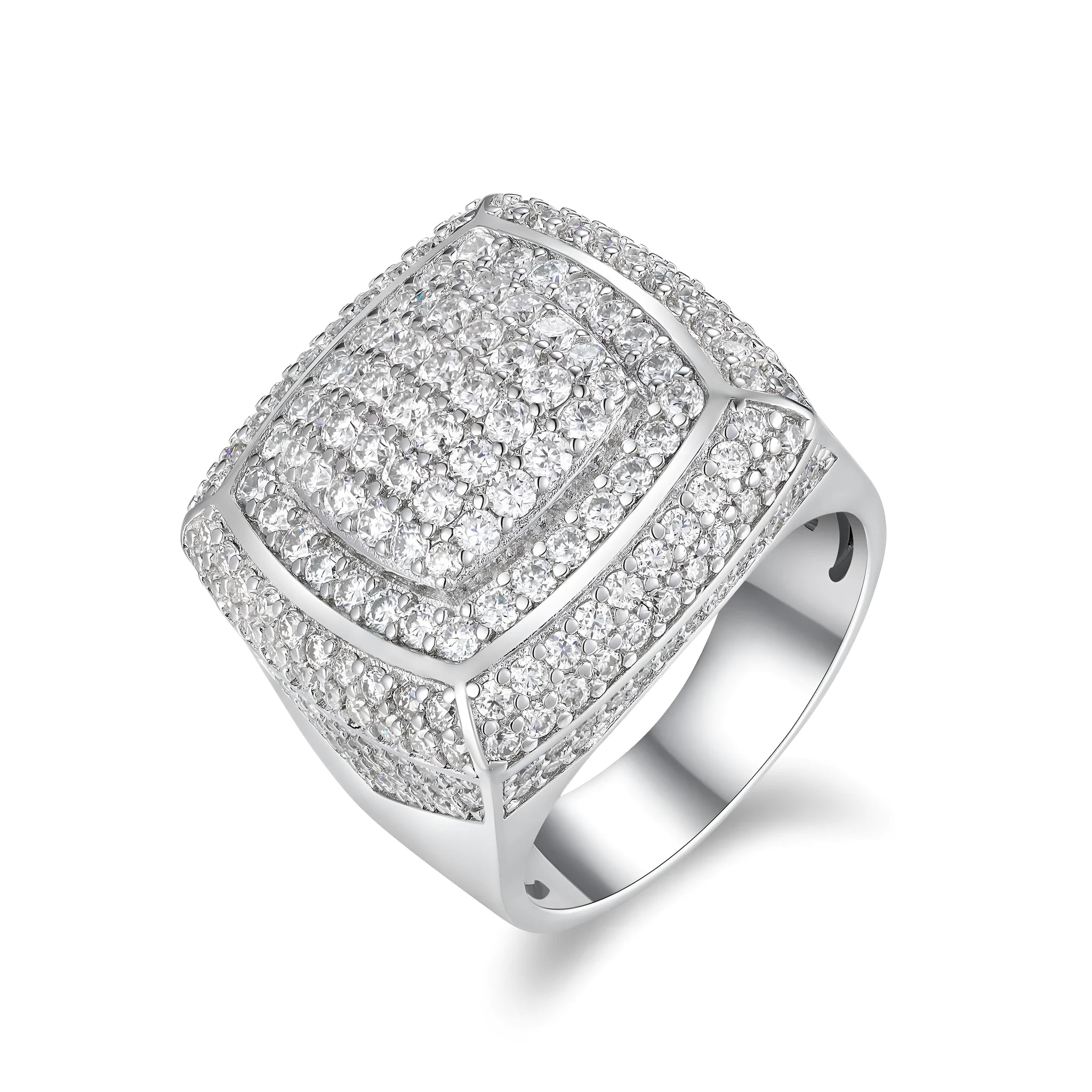 Men's S925 silver platinum-plated moissanite wedding ring with 0.1 carat stone in gift box