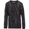 Black men's drop shoulder mesh shirt with long sleeves and loose fit casual design