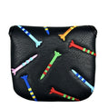 Black and white PU leather protective sleeve for a Rocket pattern square golf putter.