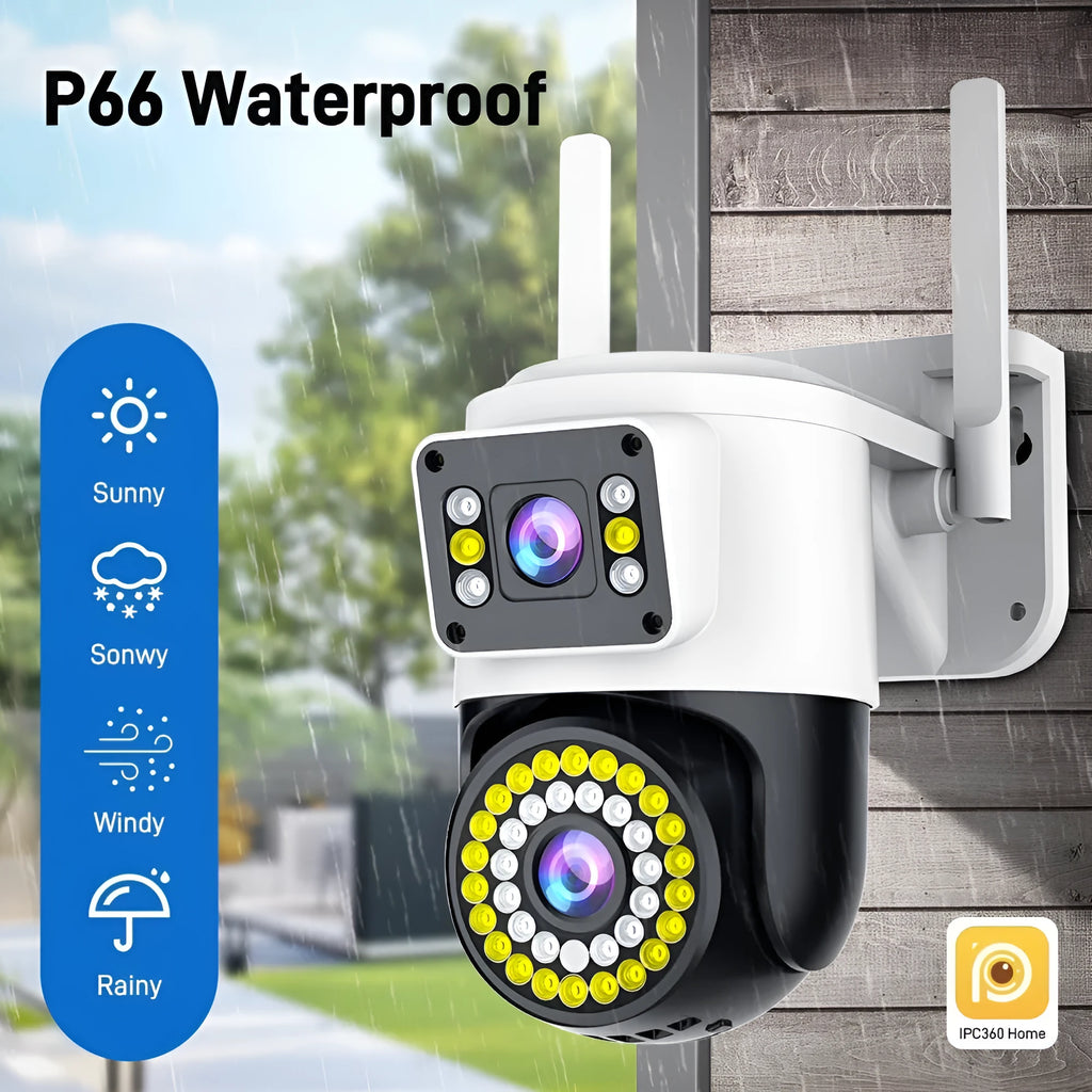 Night vision wireless wifi binocular dual-screen surveillance camera with mobile app control, 148x80x185mm, UK plug version