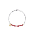 Silver electroplated couple bracelet with small geometric lucky beads measuring 16 cm