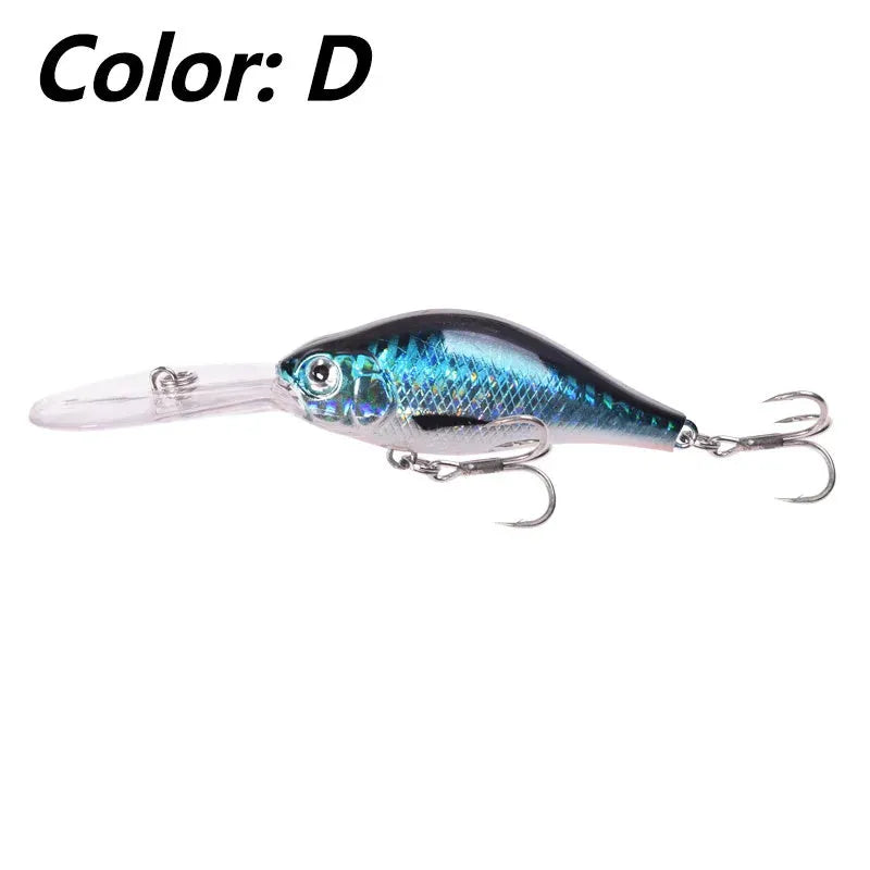 Mino Lure deep diving fishing bait showing 10.5cm length and little fat man profile in multiple colour options