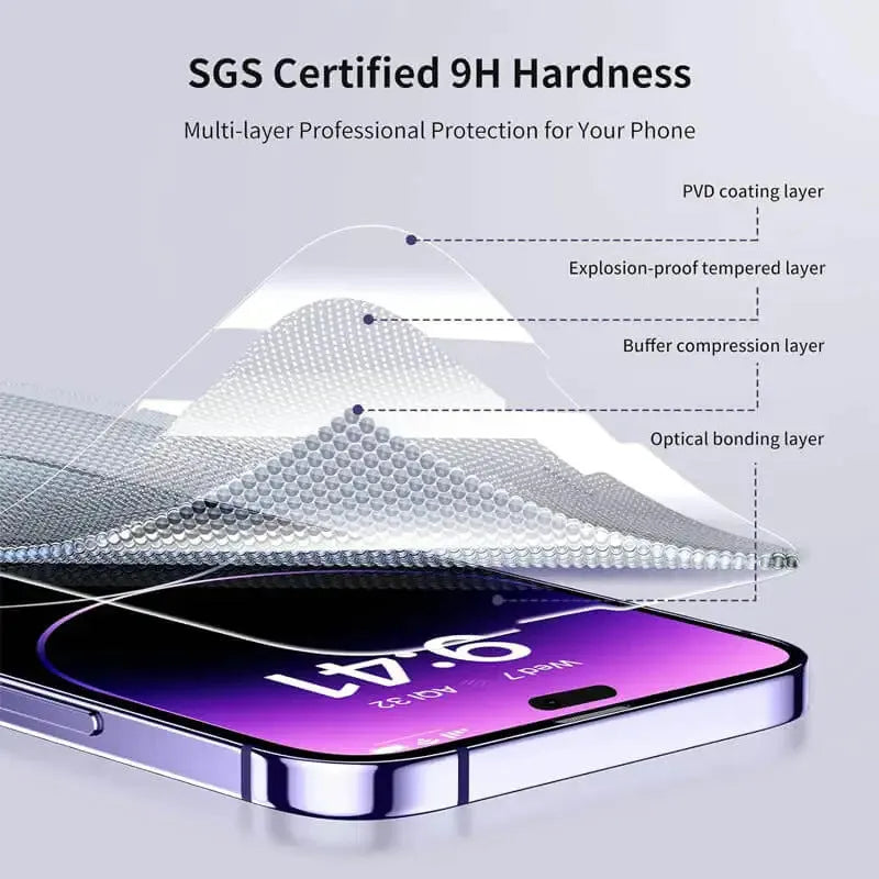 HD tempered glass screen protector for iPhone 15 Pro Max, ultra-clear full coverage, 3-pack