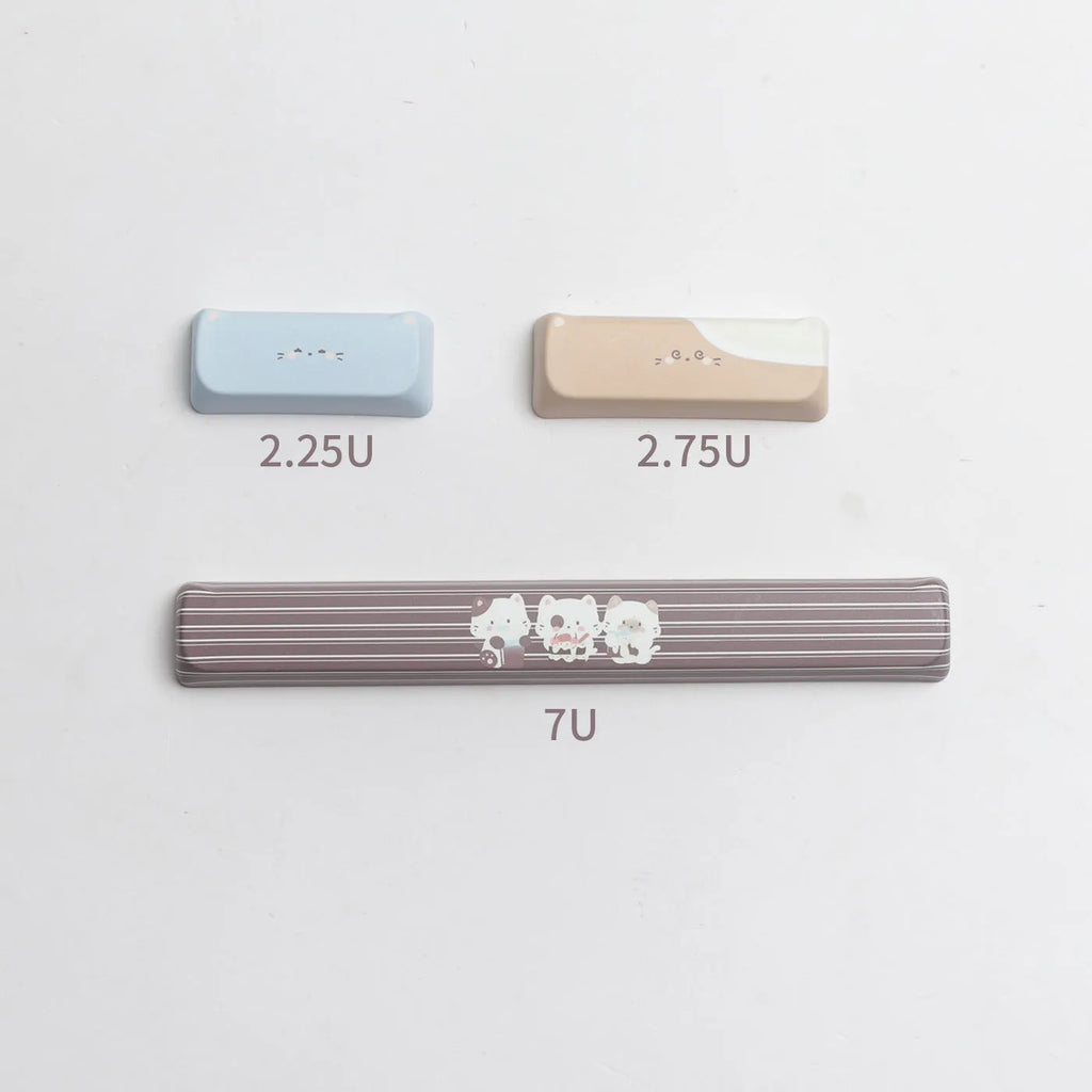 Sea salt cat themed PBT keycap set for mechanical keyboards showing the full 26-key layout.