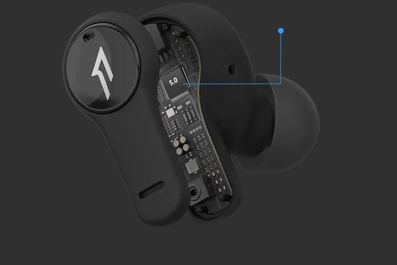 True wireless Bluetooth sports headphones in pearl white and magic night black colours