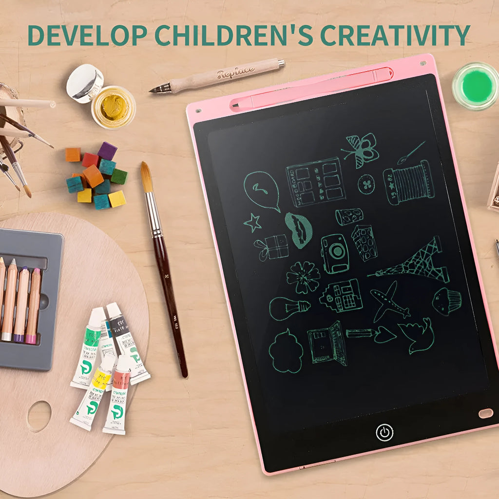 LCD writing tablet with stylus in three screen sizes for children's drawing and writing