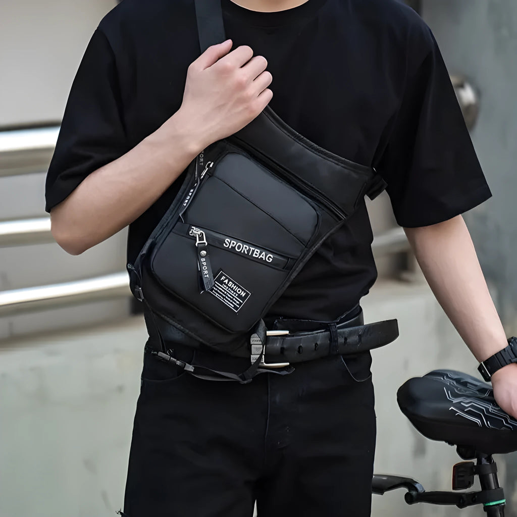 Men's outdoor cycling leg bag in nylon with waterproof anti-theft features