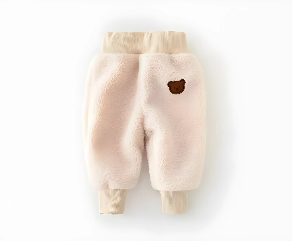Baby fleece cotton soft-treatment unisex sweatpants in beige, brown, black plaid, and khaki plaid, sizes 80-120cm