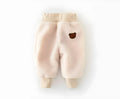 Baby fleece cotton soft-treatment unisex sweatpants in beige, brown, black plaid, and khaki plaid, sizes 80-120cm