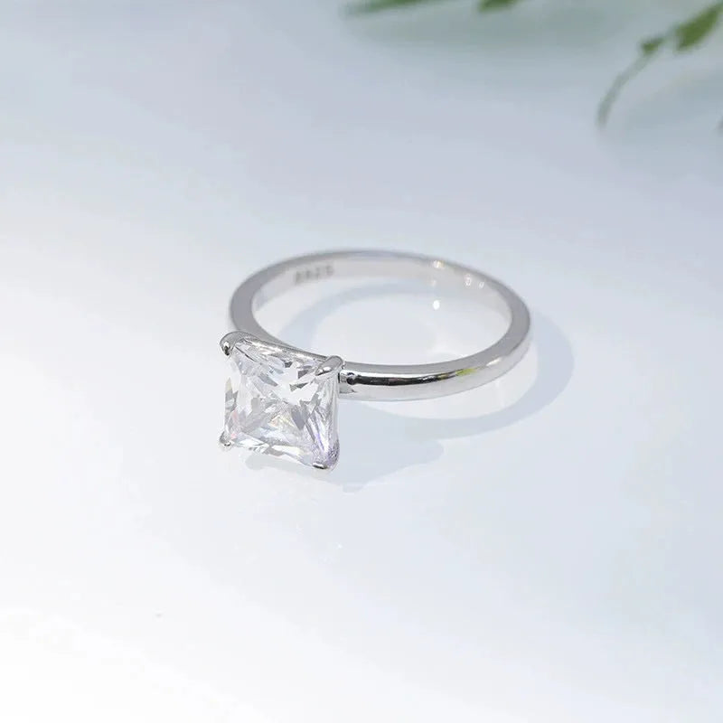 Women's simple 925 silver geometric ring with zirconium centrepiece in gold rose gold or silver finish