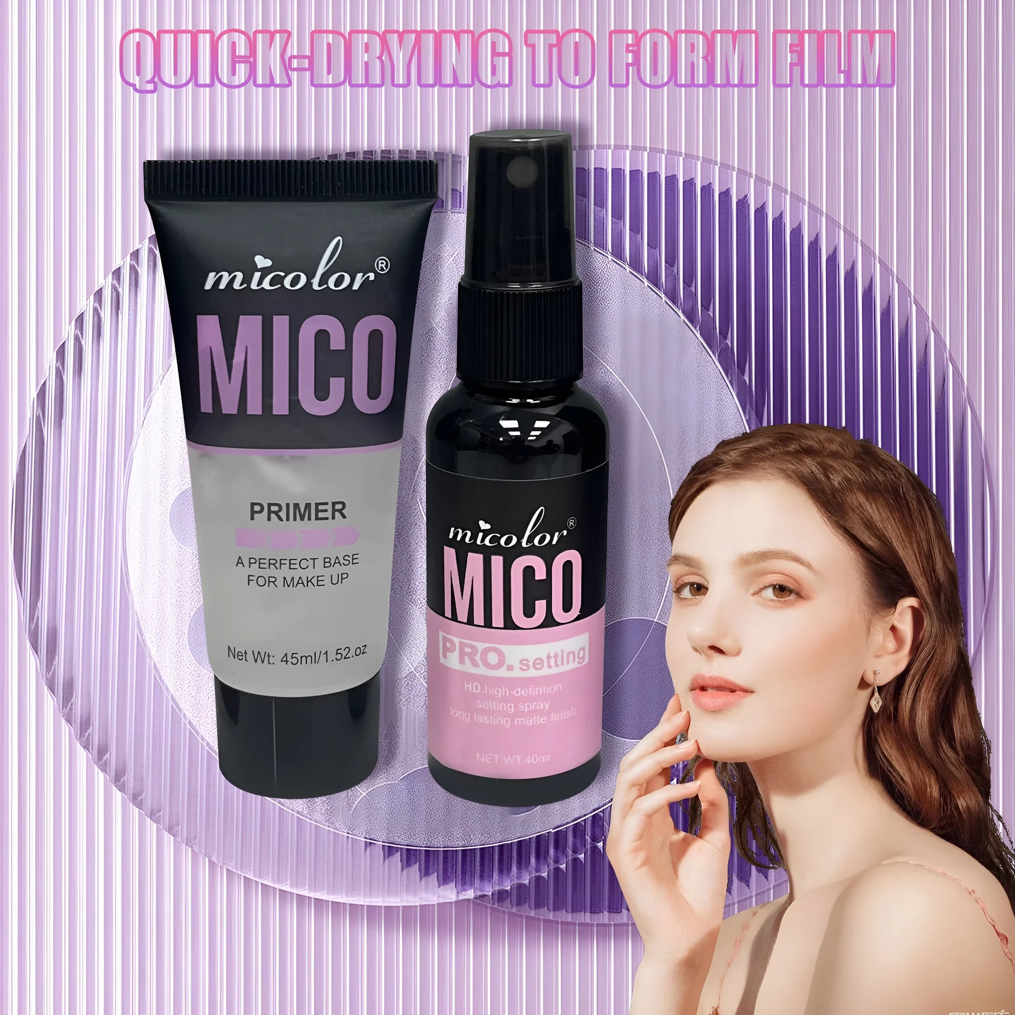 Two-in-one makeup primer and final sealer spray with 45ml and 40ml bottles