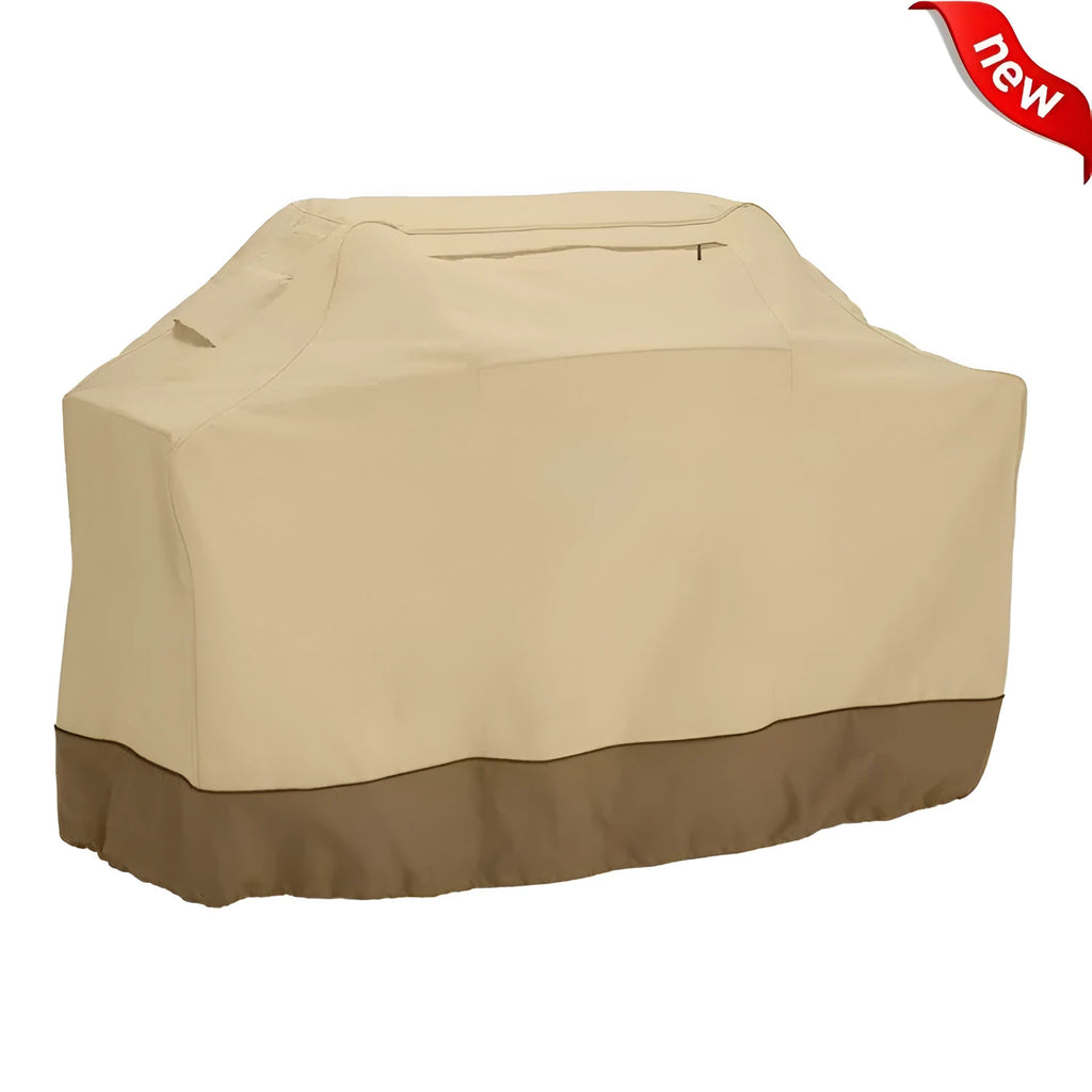 Beige polyester outdoor oven cover for barbecue protection in Nordic style