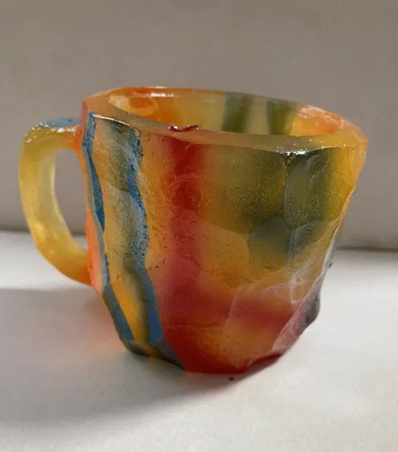 400ml resin mineral crystal coffee mug with handle in multiple colour options