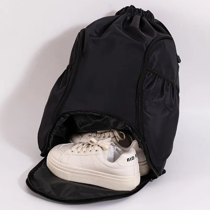 Large cube-style sports backpack drawstring bag in multiple colours with compartments