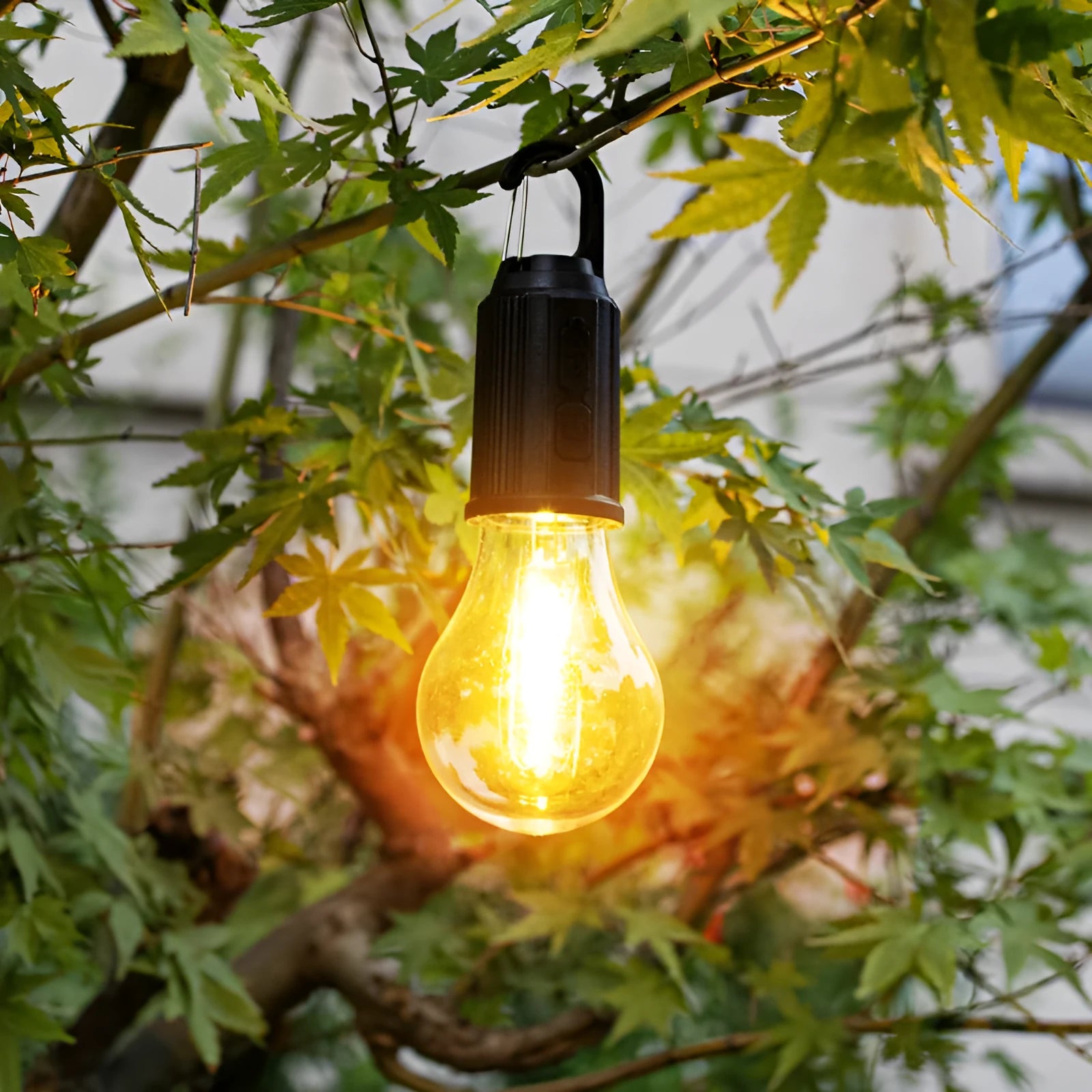 Five solar-powered lantern-style outdoor light bulbs with ABS plastic construction