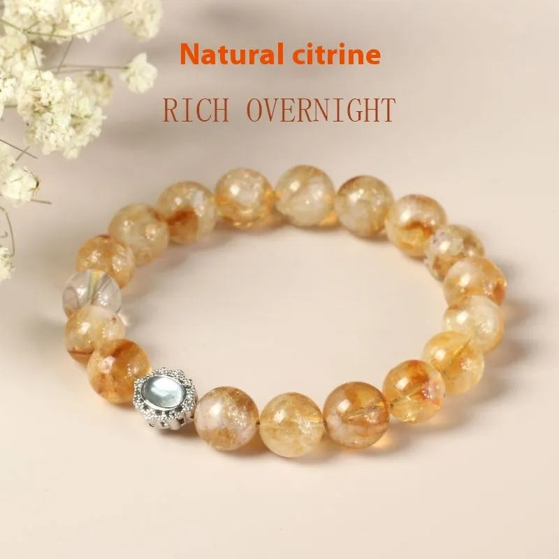 Geometric crystal citrine bracelet with 10mm size and grinding treatment in unisex style.