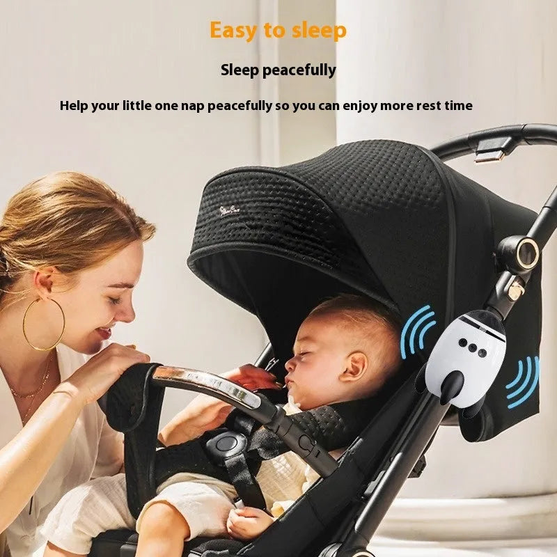 White baby sleep comforter device with automatic shaking function and Bluetooth connectivity