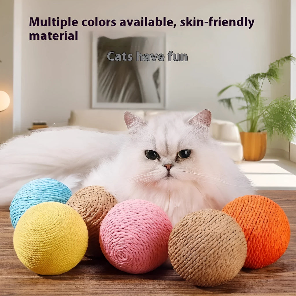 Oversized sisal ball cat toy in 10cm orange self-hi relieving stuffy for interactive biting and batting play
