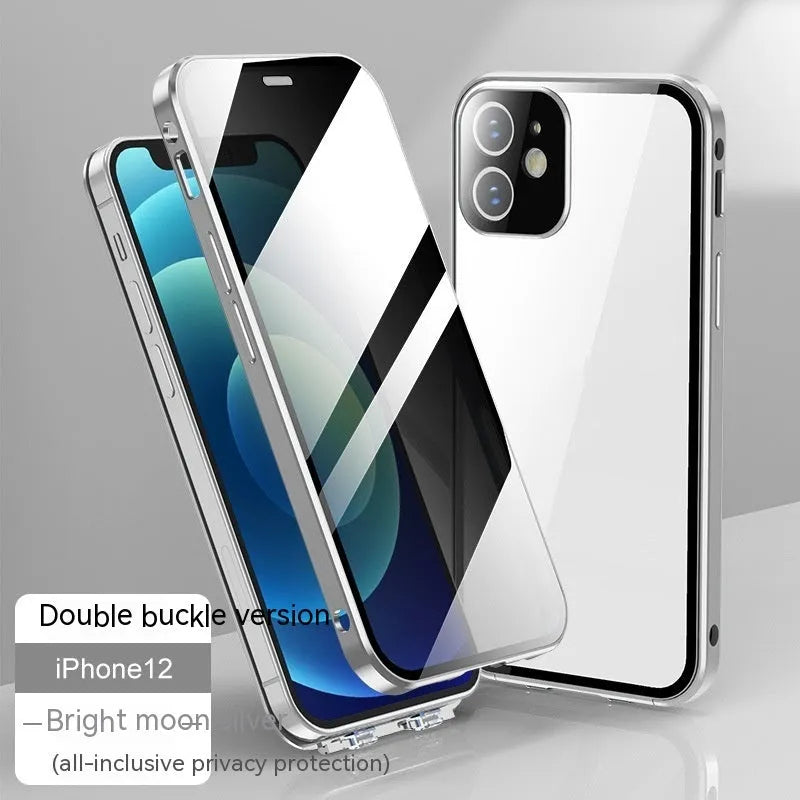 Ultra-thin tempered glass phone case for Apple 12 with privacy screen in black