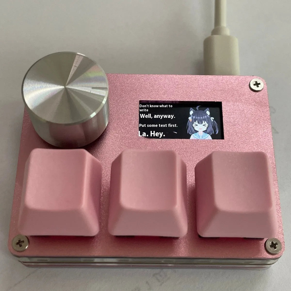 Customisable magnetic axis numeric game keyboard with screen and control knob in black, pink, silver, or white