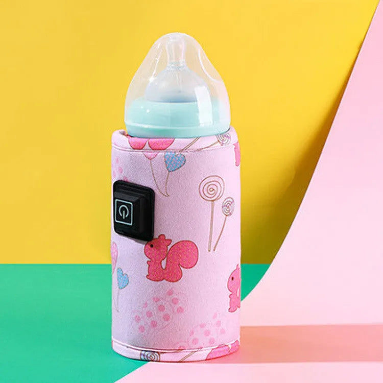 USB baby bottle warmer insulation cover in blue dinosaur cartoon pattern