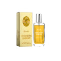 Perfume spray 45ml bottle with sweet orange flower and jasmine extracts, 4.4x2.6x12cm size on white background