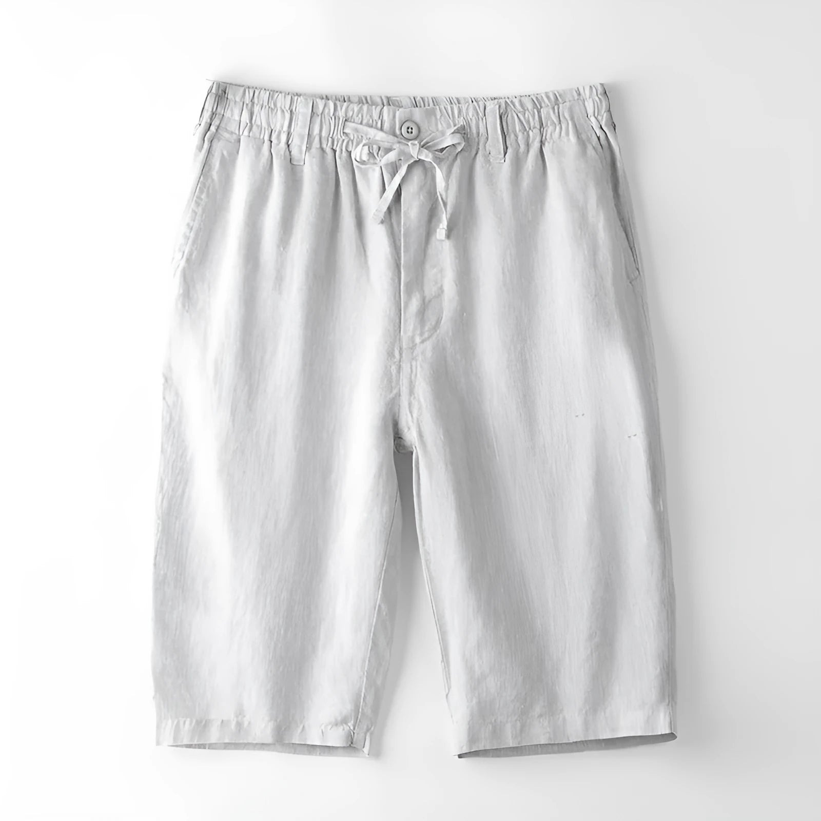 Men's casual linen capri pants in loose straight-leg design available in multiple colours