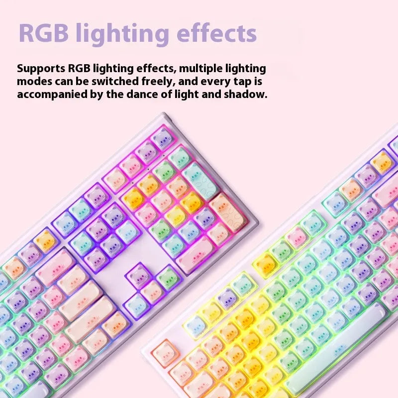 MG108B colour sugar cat three model-piano shaft Bluetooth mechanical keyboard in colour candy cat styling