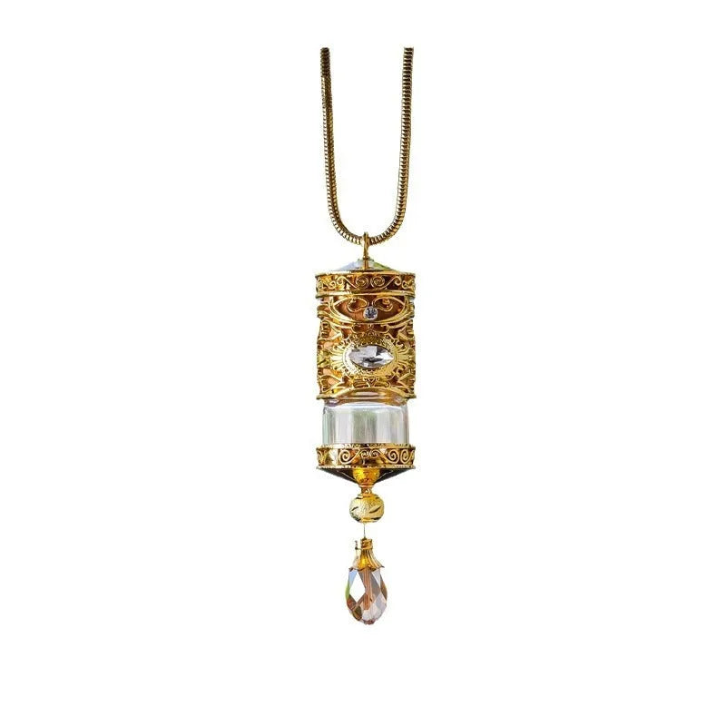 Alloy car suspension hanging pendant with aromatherapy beads, golden magic colour option, on rearview mirror