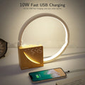 Navy blue touch bedside lamp with digital alarm clock display and natural sounds functions