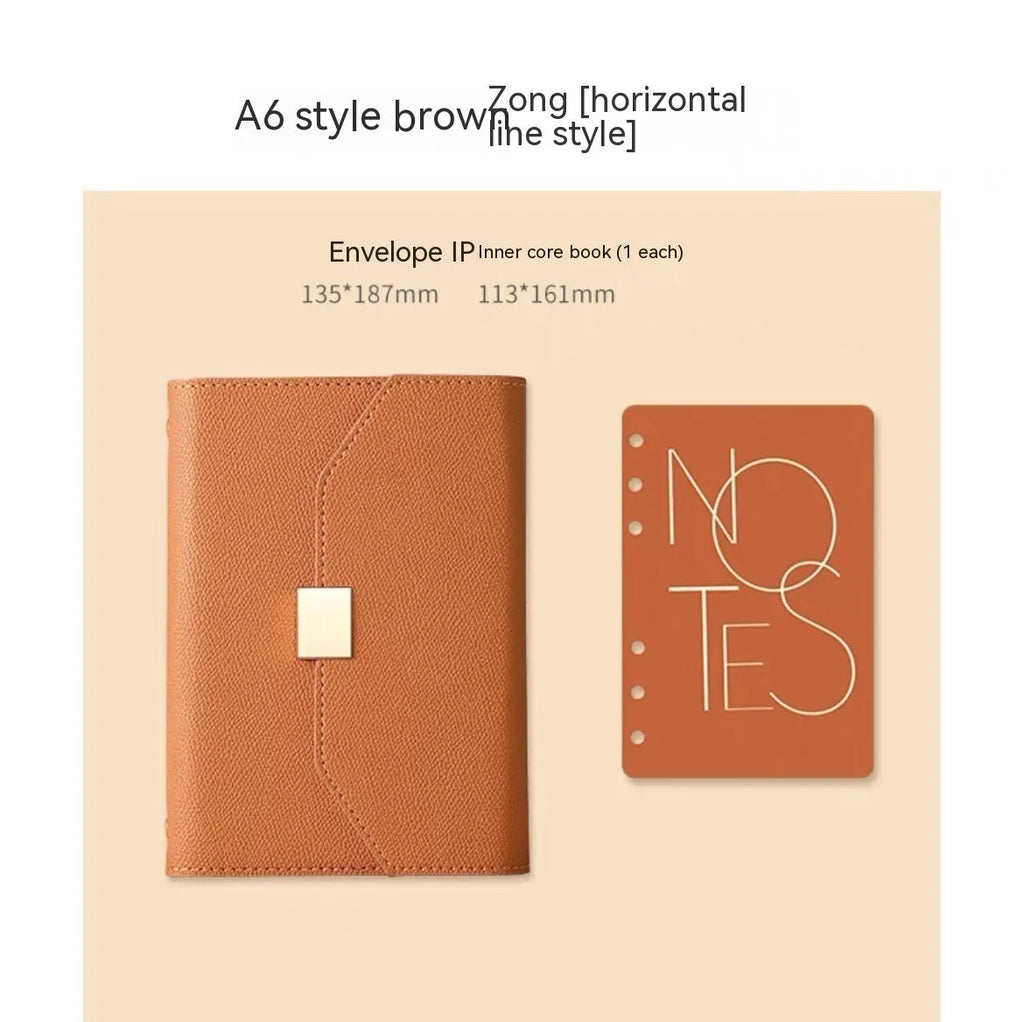 Business loose leaf notebook gift box set with PU cover, 80g paper, A5 size, brown cover