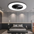 Invisible ceiling fan light with retracted ABS blades and acrylic shade in white finish